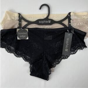 Sophie B 3 Pack XL Floral Lace Bonded Edge Thongs Underwear Panties NEW Cute